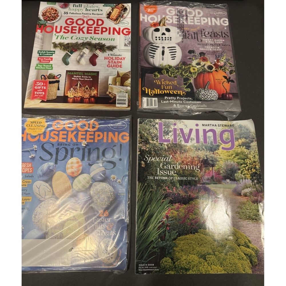 Lot of 4 GOOD HOUSEKEEPING & MARTHA STEWART LIVING Magazines 2008-2023 VGC Lot M